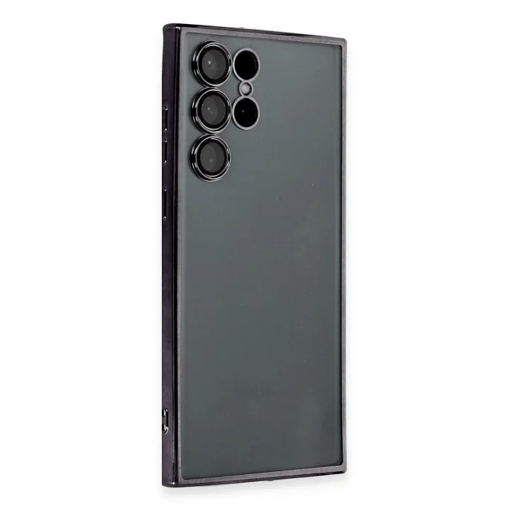 Mey İthalat®  Samsung Galaxy S22 Ultra Kılıf  Lensli Silikon - Siyah