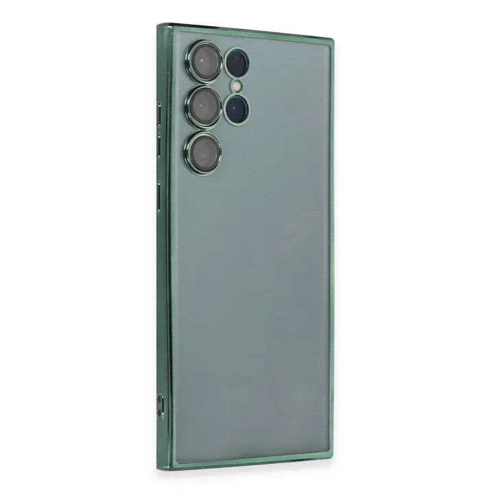 Mey İthalat®  Samsung Galaxy S22 Ultra Kılıf  Lensli Silikon - Yeşil