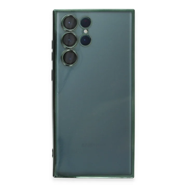 Mey İthalat®  Samsung Galaxy S22 Ultra Kılıf  Lensli Silikon - Yeşil