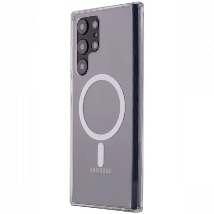 Mey İthalat®  Samsung Galaxy S22 Ultra Kılıf Magneticsafe Şeffaf Silikon - Şeffaf