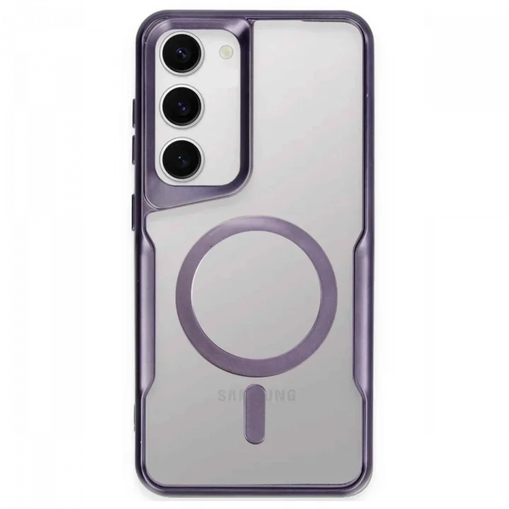 Mey İthalat®  Samsung Galaxy S23 Kılıf Boyi Magsafe Silikon Kapak - Derin Mor