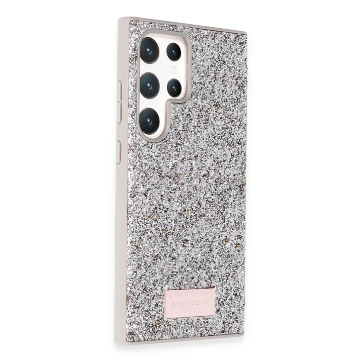 Mey İthalat®  Samsung Galaxy S23 Ultra Bright Simli Kapak - Gümüş