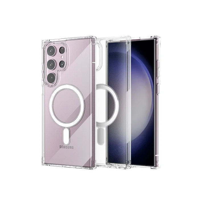 Mey İthalat®  Samsung Galaxy S23 Ultra Kılıf Magneticsafe Şeffaf Silikon - Şeffaf