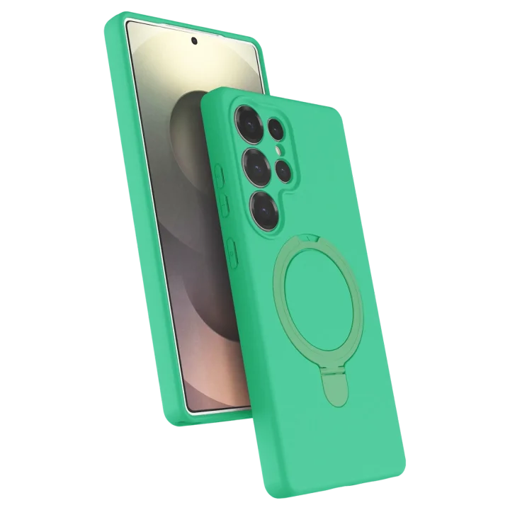 Mey İthalat®  Samsung Galaxy S23 Ultra Regal Magsafe Standlı Kapak - Yeşil