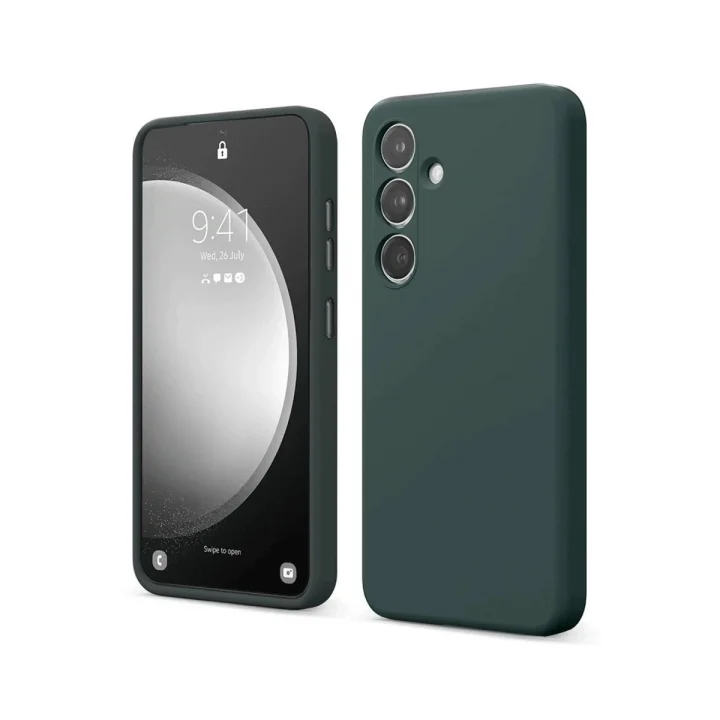 Mey İthalat®  Samsung Galaxy S24 FE Kılıf First Silikon - Koyu Yeşil