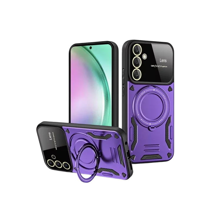 Mey İthalat®  Samsung Galaxy S24 FE Kılıf Joy Lens Standlı Kapak - Mor