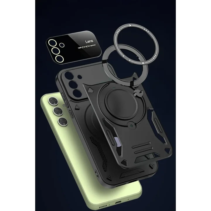 Mey İthalat®  Samsung Galaxy S24 FE Kılıf Joy Lens Standlı Kapak - Mor