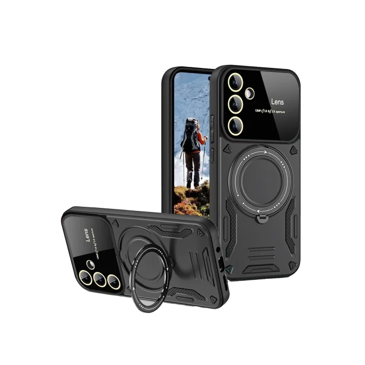 Mey İthalat®  Samsung Galaxy S24 FE Kılıf Joy Lens Standlı Kapak - Siyah