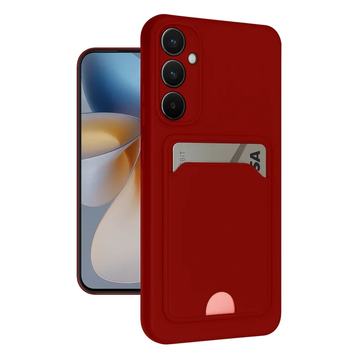 Mey İthalat®  Samsung Galaxy S24 FE Kılıf Kelvin Kartvizitli Silikon - Kırmızı