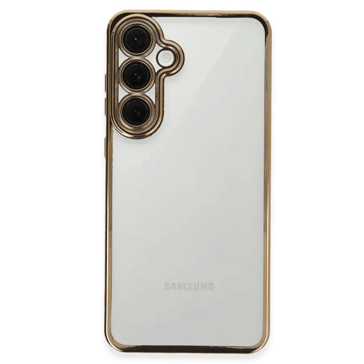 Mey İthalat®  Samsung Galaxy S24 FE Kılıf  Lensli Silikon - Gold