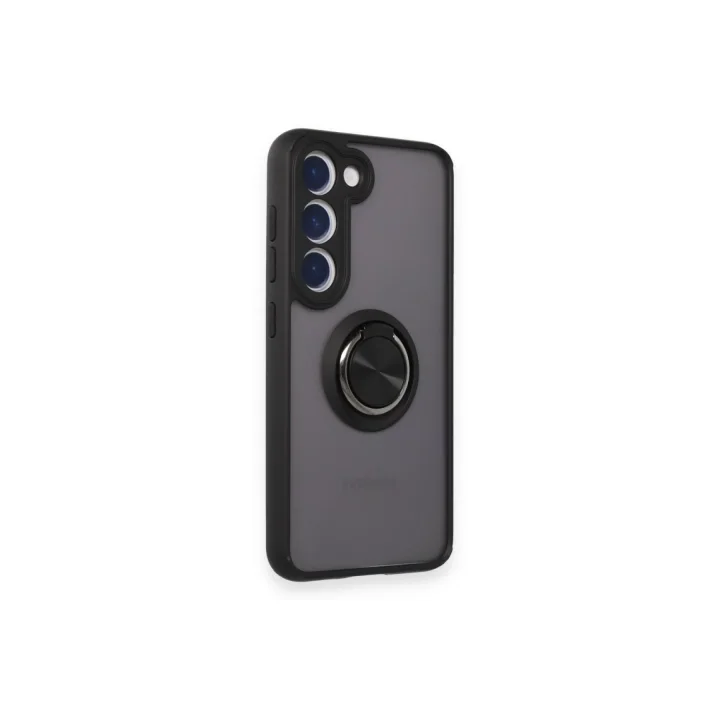 Mey İthalat®  Samsung Galaxy S24 FE Kılıf Montreal Yüzüklü Silikon Kapak - Siyah