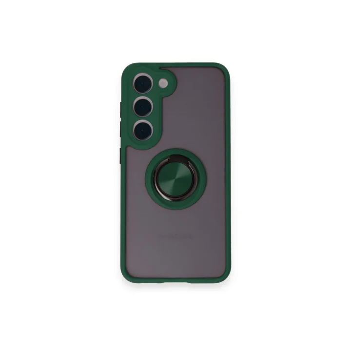 Mey İthalat®  Samsung Galaxy S24 FE Kılıf Montreal Yüzüklü Silikon Kapak - Yeşil