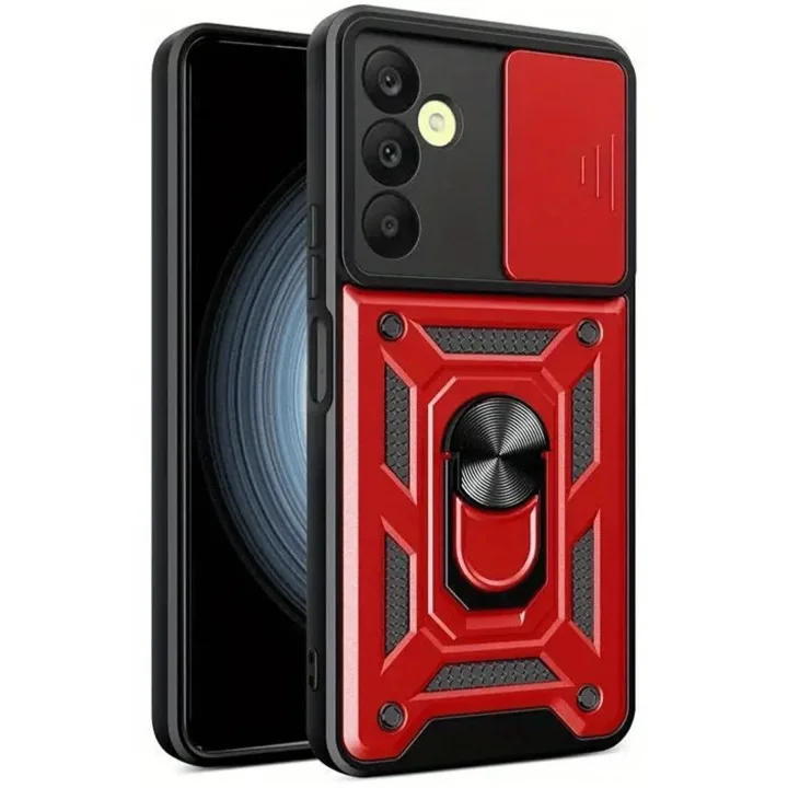 Mey İthalat®  Samsung Galaxy S24 FE Pars Lens Yüzüklü Silikon - Kırmızı