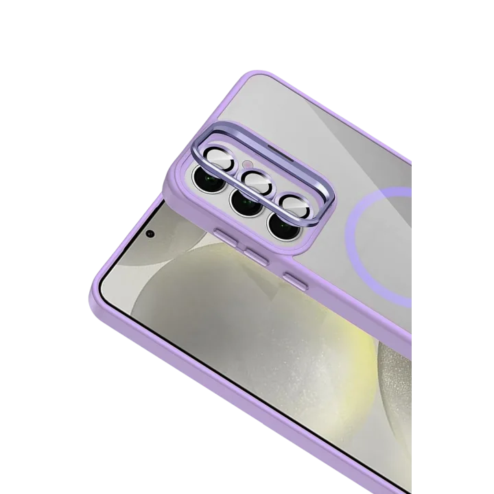 Mey İthalat®  Samsung Galaxy S24 FE Remim Lensli Magsafe Standlı Kapak - Lila