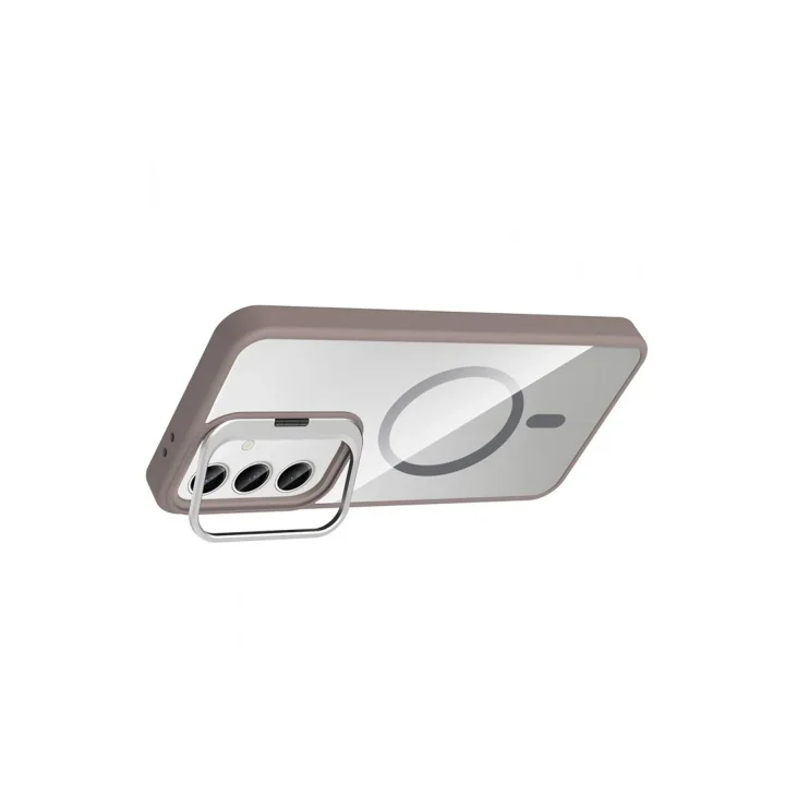 Mey İthalat®  Samsung Galaxy S24 FE Remim Lensli Magsafe Standlı Kapak - Titan Gri