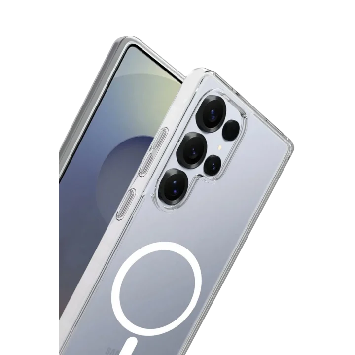Mey İthalat®  Samsung Galaxy S24 Ultra Combo Sert Şeffaf Magsafe Kapak - Şeffaf