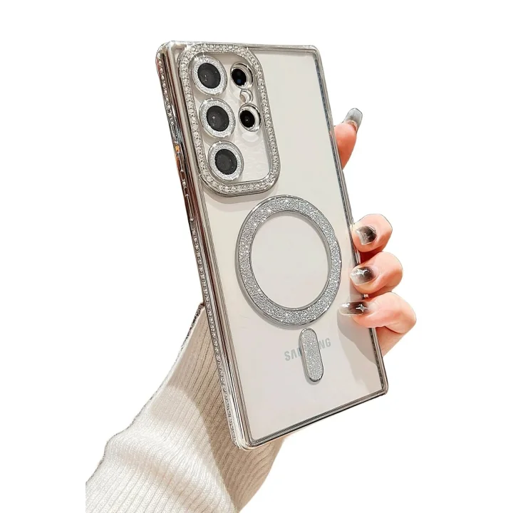 Mey İthalat®  Samsung Galaxy S24 Ultra Kılıf Joke Simli Magneticsafe Kılıf - Siyah