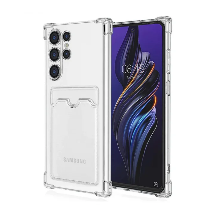 Mey İthalat®  Samsung Galaxy S24 Ultra Kılıf Kart Şeffaf Silikon - Şeffaf