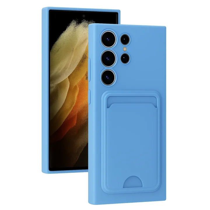Mey İthalat®  Samsung Galaxy S24 Ultra Kılıf Kelvin Kartvizitli Silikon - Mavi