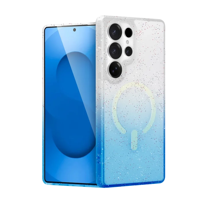 Mey İthalat®  Samsung Galaxy S24 Ultra Pummel Shiny Magsafe Kapak - Mavi