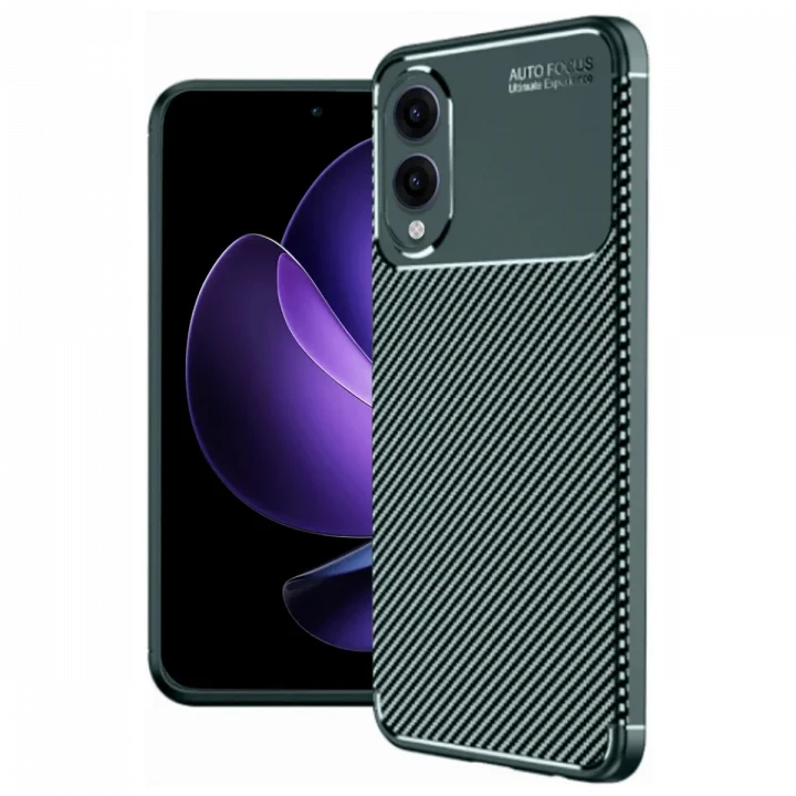 Mey İthalat®  Samsung Galaxy S25 Edge Kılıf Auto Focus Karbon Kapak - Koyu Yeşil