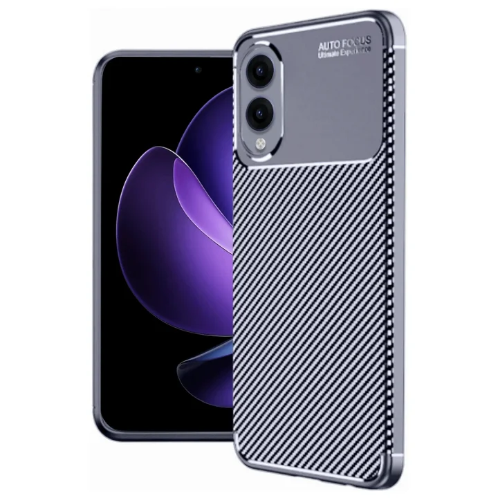 Mey İthalat®  Samsung Galaxy S25 Edge Kılıf Auto Focus Karbon Kapak - Lacivert