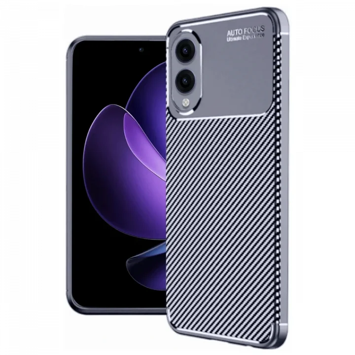 Mey İthalat®  Samsung Galaxy S25 Edge Kılıf Auto Focus Karbon Kapak - Lacivert