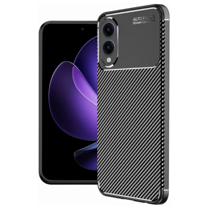 Mey İthalat®  Samsung Galaxy S25 Edge Kılıf Auto Focus Karbon Kapak - Siyah