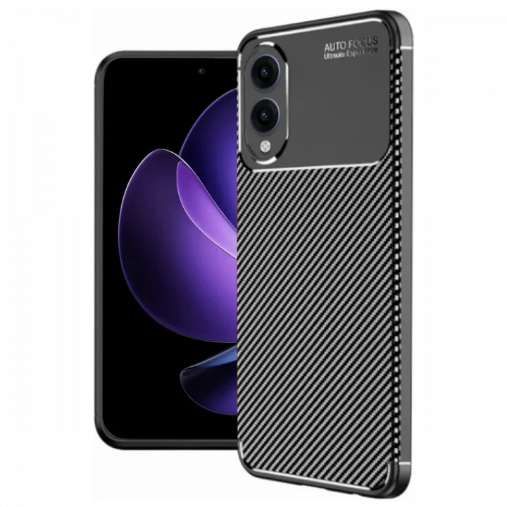Mey İthalat®  Samsung Galaxy S25 Edge Kılıf Auto Focus Karbon Kapak - Siyah