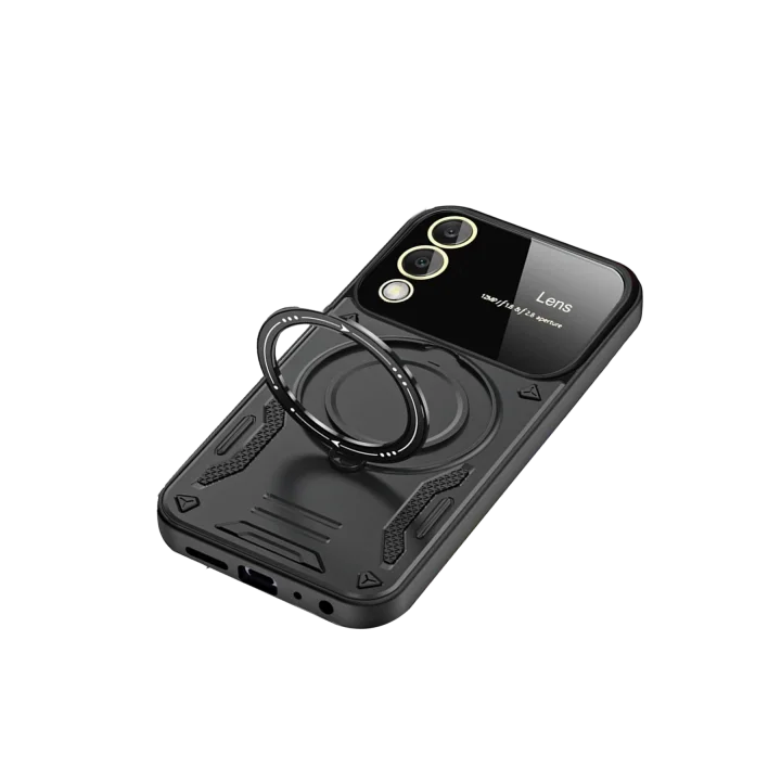 Mey İthalat®  Samsung Galaxy S25 Edge Kılıf Joy Lens Standlı Kapak - Siyah