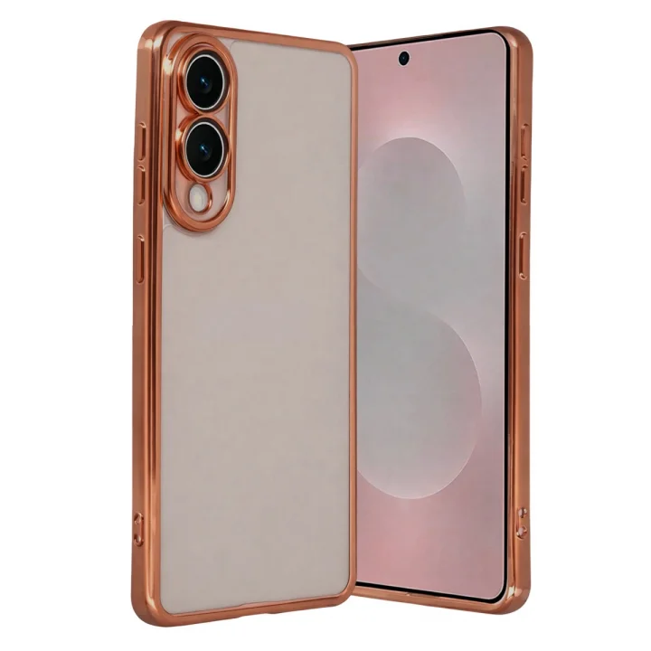 Mey İthalat®  Samsung Galaxy S25 Edge  Lensli Silikon - Çöl Titanyum