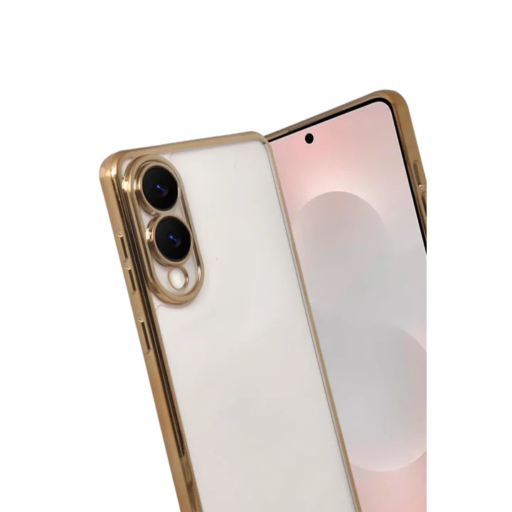 Mey İthalat®  Samsung Galaxy S25 Edge  Lensli Silikon - Gold