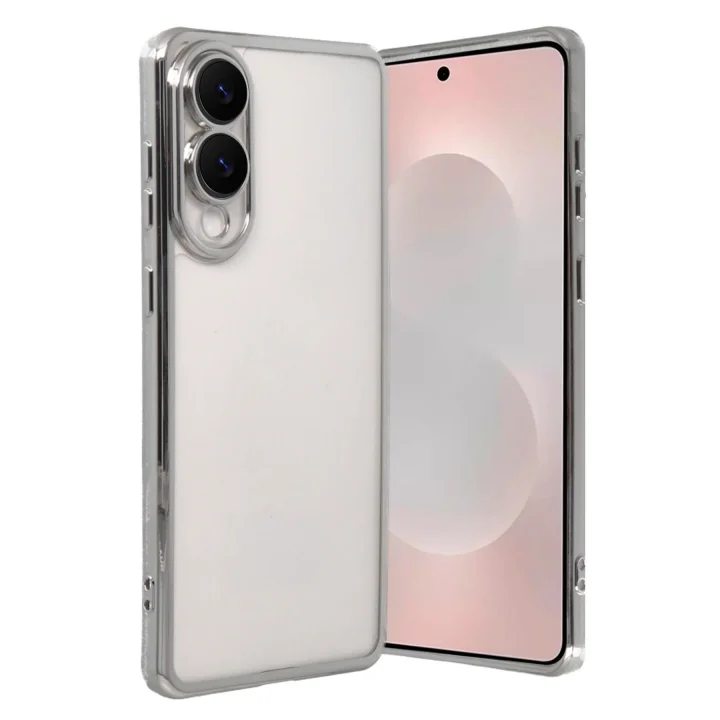 Mey İthalat®  Samsung Galaxy S25 Edge  Lensli Silikon - Gümüş