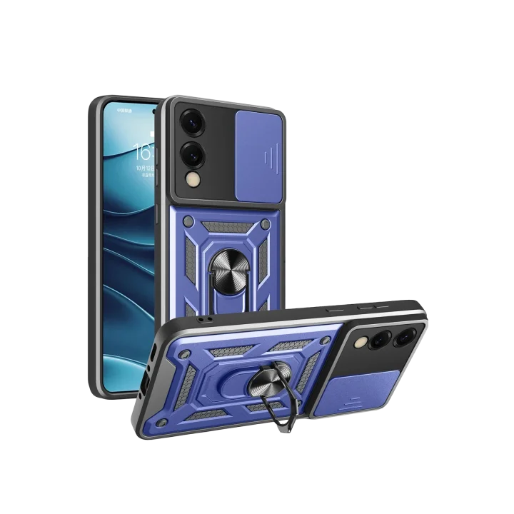 Mey İthalat®  Samsung Galaxy S25 Edge Pars Lens Yüzüklü Silikon - Lacivert