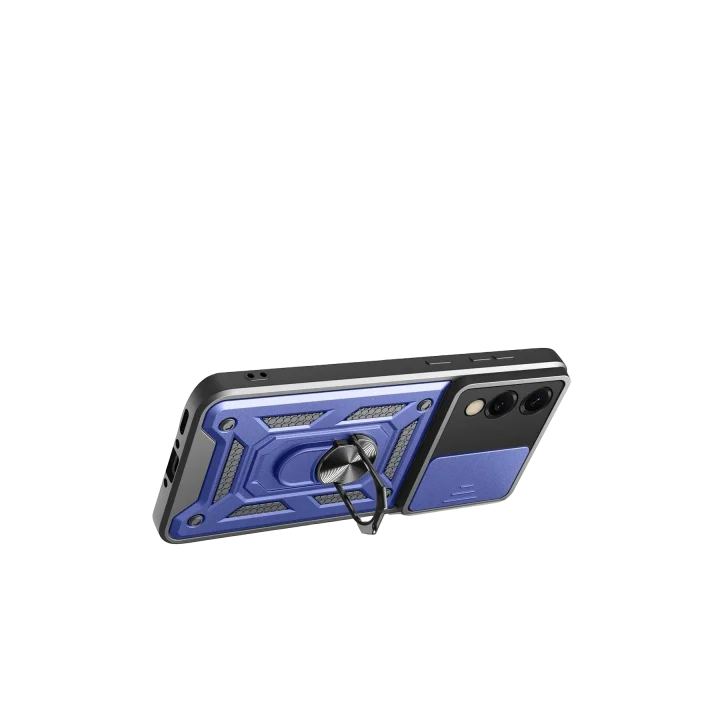 Mey İthalat®  Samsung Galaxy S25 Edge Pars Lens Yüzüklü Silikon - Lacivert