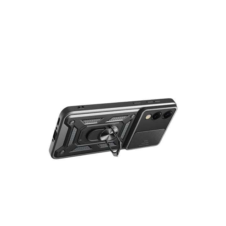 Mey İthalat®  Samsung Galaxy S25 Edge Pars Lens Yüzüklü Silikon - Siyah