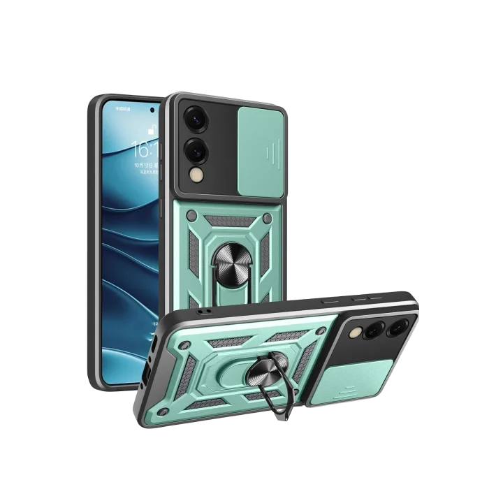 Mey İthalat®  Samsung Galaxy S25 Edge Pars Lens Yüzüklü Silikon - Yeşil