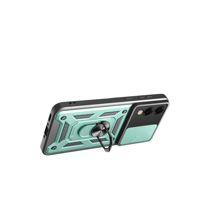 Mey İthalat®  Samsung Galaxy S25 Edge Pars Lens Yüzüklü Silikon - Yeşil