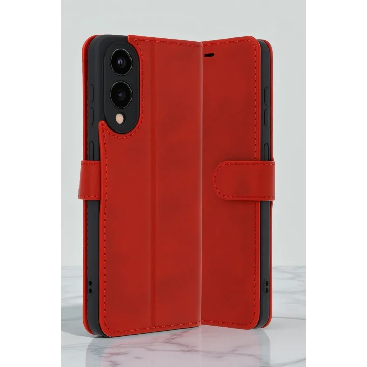 Mey İthalat®  Samsung Galaxy S25 Edge Trend S Plus Kapaklı Kılıf - Kırmızı