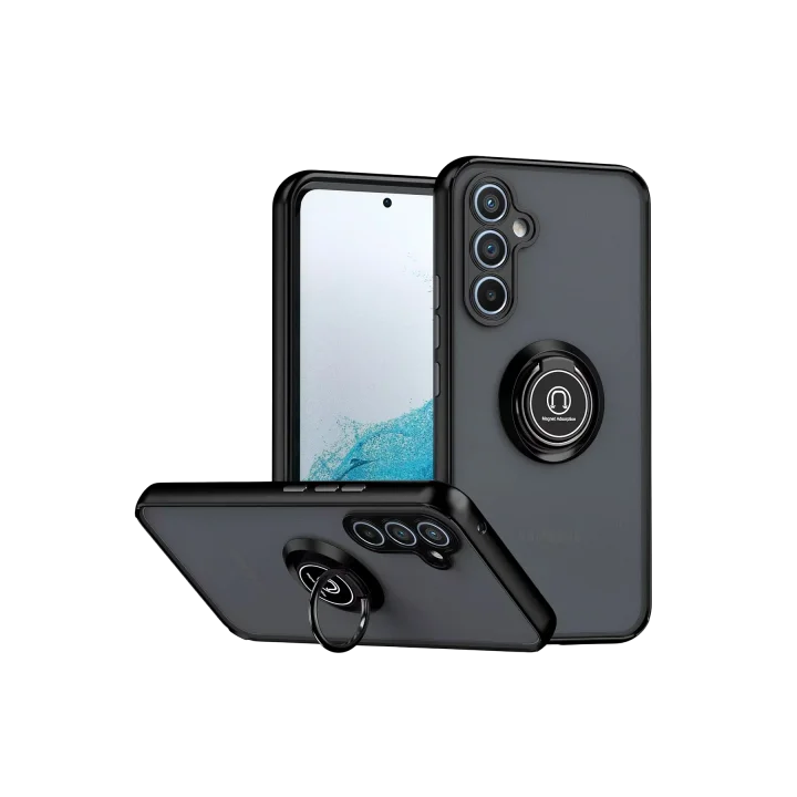 Mey İthalat®  Samsung Galaxy S25 FE Montreal Yüzüklü Silikon Kapak - Siyah