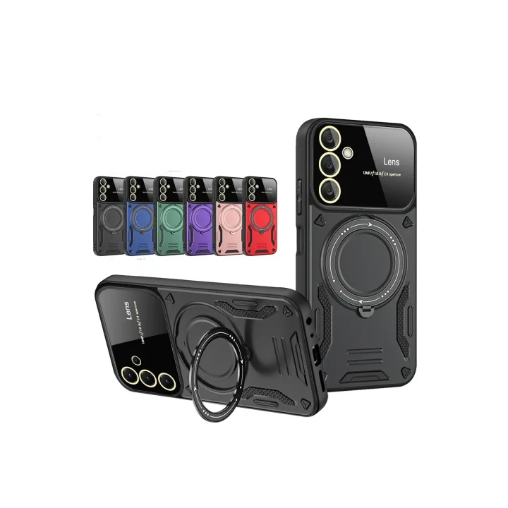 Mey İthalat®  Samsung Galaxy S25 Kılıf Joy Lens Standlı Kapak - Siyah