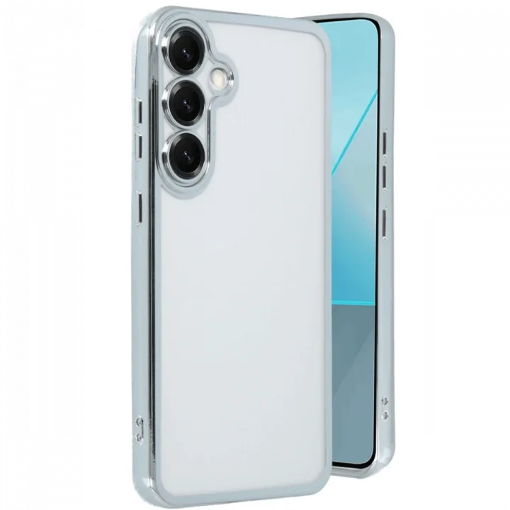 Mey İthalat®  Samsung Galaxy S25 Kılıf  Lensli Silikon - Gümüş