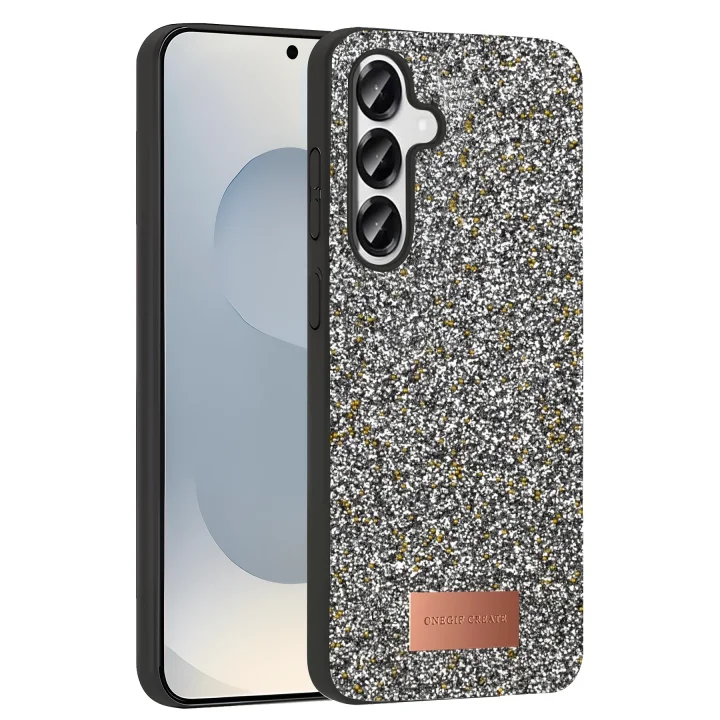 Mey İthalat®  Samsung Galaxy S25 Plus Bright Simli Kapak - Gümüş