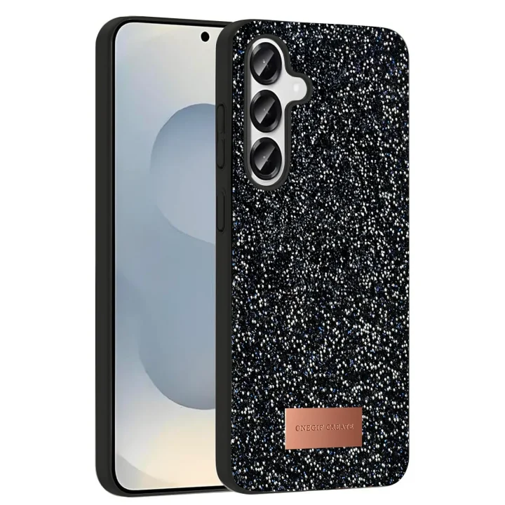 Mey İthalat®  Samsung Galaxy S25 Plus Bright Simli Kapak - Siyah