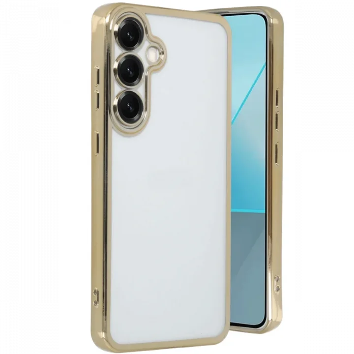 Mey İthalat®  Samsung Galaxy S25 Plus Kılıf  Lensli Silikon - Gold