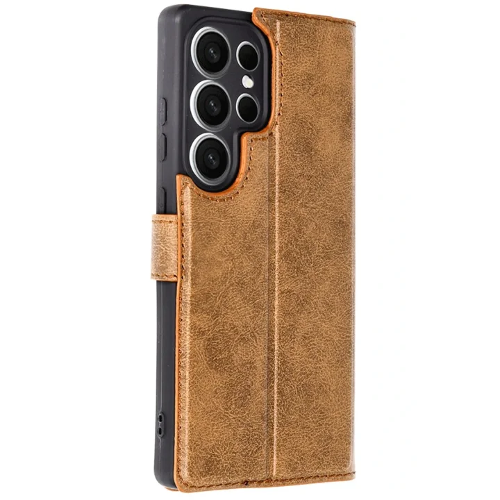 Mey İthalat®  Samsung Galaxy S25 Ultra Kılıf Trend S Plus Kapaklı Kılıf - Taba