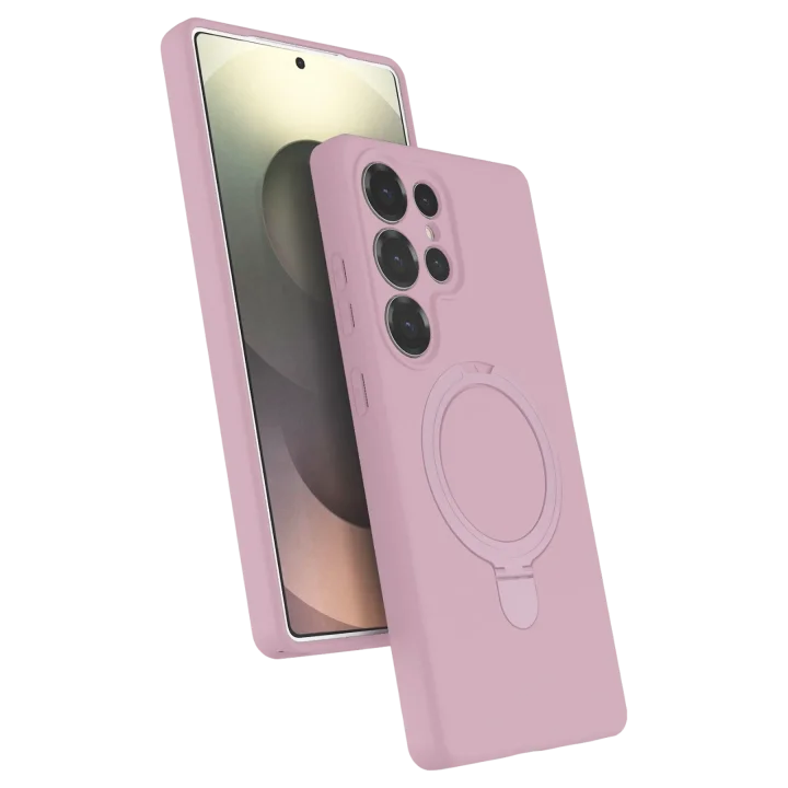 Mey İthalat®  Samsung Galaxy S25 Ultra Regal Magsafe Standlı Kapak - Açık Pembe