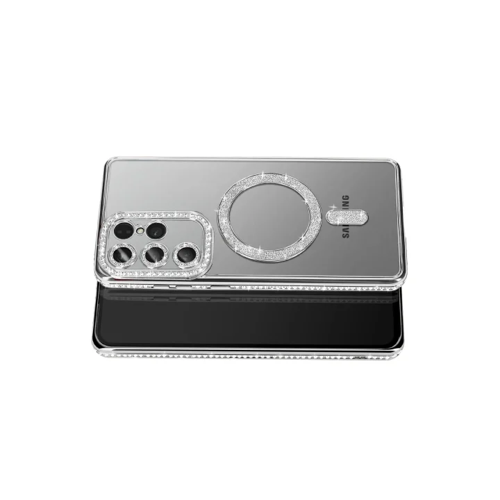 Mey İthalat®  Samsung Galaxy S26 Ultra Joke Simli Magneticsafe Kılıf - Gümüş