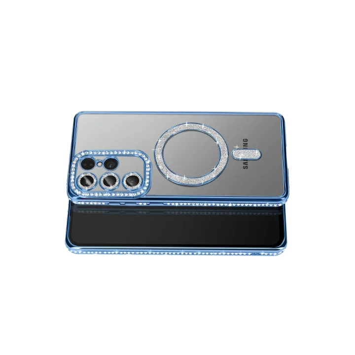 Mey İthalat®  Samsung Galaxy S26 Ultra Joke Simli Magneticsafe Kılıf - Mavi