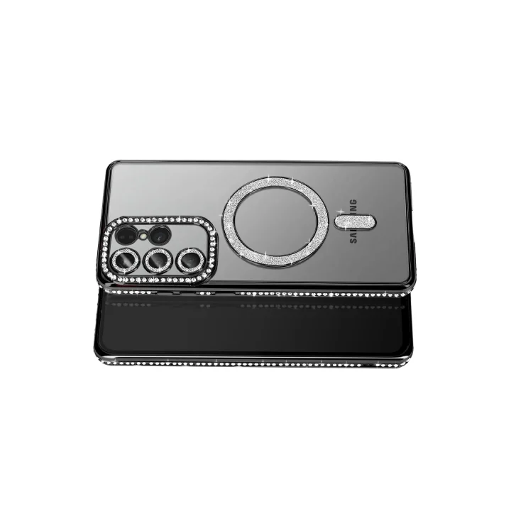 Mey İthalat®  Samsung Galaxy S26 Ultra Joke Simli Magneticsafe Kılıf - Siyah